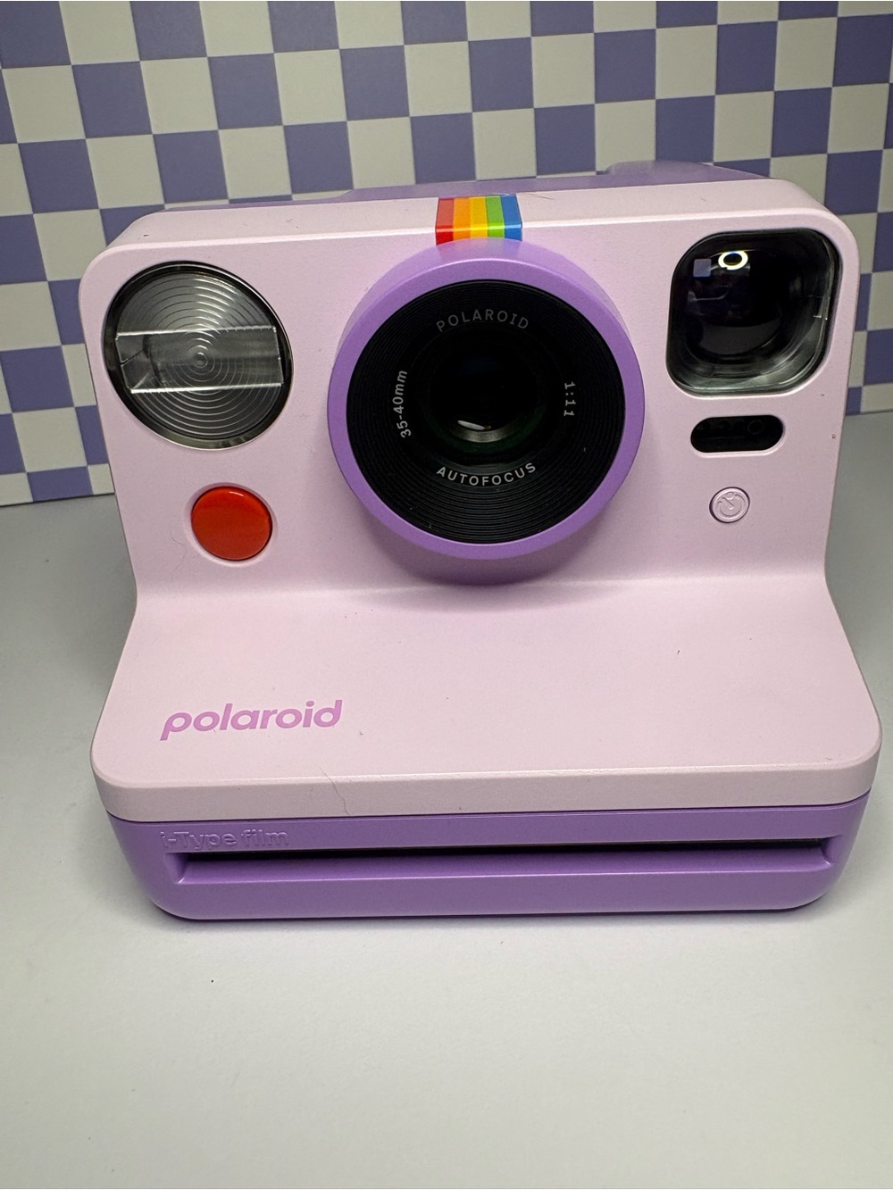 Polaroid Now Lavender Instant Camera with Rainbow Stripe